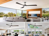 62" 3PCS Solid Wood Blades Ceiling Fan with Lights Remote Control,Quiet DC Motor 3 Blade Ceiling W3596P460844