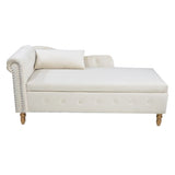 ZNTS Beige Chaise Lounge Indoor,Velvet Lounge Chair for Bedroom with Storage & Pillow,Modern Upholstered W1170100896