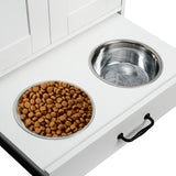 Dog Feeding Station, Dog Food Storage Cabinet with Hidden Dog Bowls, Adjustable Panel, Hooks, for W1687P205402