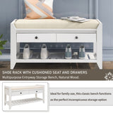 Shoe Rack with Cushioned Seat and Drawers, Multipurpose Entryway Storage Bench 32558699