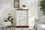 7 Drawer Dresser Chest for Bedroom with Wooden Base and Riser Trim, Wooden Rustic Rustic Chest of W2393P252365