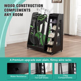 Golf Bag for Garage, Premium Wooden Golf Clubs Storage Rack Fit 2 Golf Bags, Golf Trunk W1422P296350