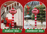 Lighted STOP Sign Christmas Yard Decorations, Pre-lit Road Sign SANTA STOP HERE with 70 LED White 88273492