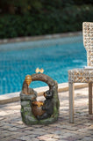 18.5x11.8x22.6" Decorative Two-Tiered Water Fountain Woodland Animal Design, Outdoor Fountain W2078P178886
