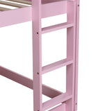 Solid Wooden, Solid Rubber Wooden Twin over Twin Loft Bed with Ladder, with Bed Platform of W504P191672
