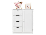 Tall Bathroom Cabinet with 1 Door 4 Drawers Vertical-Slat Finish Painted MDF Storage Cabinet 91171746