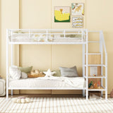 Twin Over Twin Metal Bunk Bed with Lateral Storage Ladder and Wardrobe, White MF315578AAK