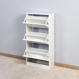 Wooden Shoe Cabinet for Entryway, White Shoe Storage Cabinet with 3 Flip Doors 20.94x9.45x43.11 inch 55963854