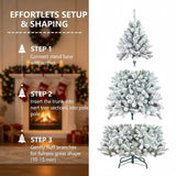 4FT Flocked Christmas Tree with 21 Natural Pinecones, 366 Branch Tips Artificial Plant Tree Full 75093809