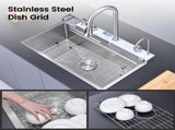 Pull-out Faucet Single Bowl Sink Kitchen Vegetable Sink 304 30"x18" Whale Waterfall Sink Stainless 95544308