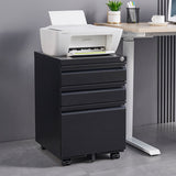 3-Drawer Mobile File Cabinet with Lock, 5 Wheels ,Cold Rolled Steel Fully T3625P495548