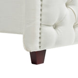 Fontana Wingback Upholstered Platform Bed Frame, Queen, Antique White Polyester B2719P245938