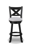 2pc Swivel Pub Stools Counter Height 24" Chair Fabric Upholstered Seat Footrest Wooden Dining Room B011P262368