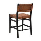 24.25'' Classic Counter Stools Set of 2,Brown PU Counter Stools with rubberwood Frame,Leather 74690.00BRN