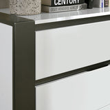 ZNTS Contemporary 1pc Nightstand White Color High Gloss Finish w/ Metallic Accents Bedside Table w USB B011P158089