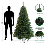 ZNTS Pre-lit Christmas Tree 6ft Artificial Hinged Xmas Tree with Foldable Stand W49835484