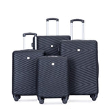 ZNTS luggage 4-piece ABS lightweight suitcase with rotating wheels, 24 inch and 28 inch with TSA lock, W284P149247