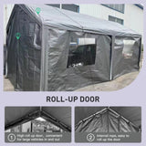 Carport, 1020 Heavy Duty Portable Carport Garage Tent for Outdoor Storage Shelter grey W1350P176011