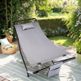 Outdoor Hammock Bed with Stand, Cozy Outdoor Hammock with Pillow & Storage Pocket for Patio, 88465544