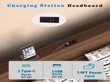 Floating Bed Frame Queen with Led Lights and Charging Station, Wood Queen Size Bed Frame with 65209522