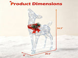 Lighted Christmas Reindeer Decorations, Cold White LED Pre-Lit Xmas Reindeer Set with Glittered 62740462