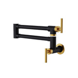 Brass Made Pot Filler, Black & Gold Pot Filler Faucet, Wall Mount Folding Kitchen Sink Pot Filler W1932P186932