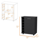 Rawlins Bar Cart with 6-Bottle Rack, Storage Cabine and Mobile Caster Wheels B128P176158