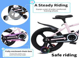 Kids Bike 16 Inch High Carbon Steel Frame, Magnesium Alloy Wheels, Training Wheels with Night 39822147