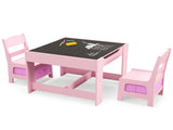 2-in-1 Kids Activity Table and Chairs Set, Double-Sided Whiteboard & Blackboard, with Hidden 49993944