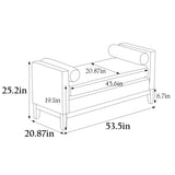 53.5"W Elegant Upholstered Bench, Ottoman with Wood Legs & Bolster Pillows for End of Bed, Bedroom, W1852137244