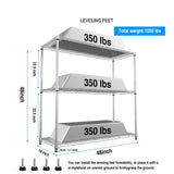 3 Tier Wire Shelving Unit, 1050 LBS NSF Height Adjustable Metal Garage Shelves, Heavy Duty W155091055