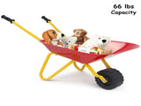 Kids Stainless Steel Wheelbarrow with All-Terrain Wheels, 66 LBS Weight Capacity Outdoor Play Toy 06569327