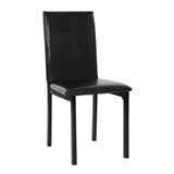 ZNTS Set of 4 Metal Frame Chairs Brown Faux Leather Seat Black Metal Finish Dining Side Chairs B01146334