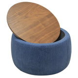 ZNTS Round Storage Ottoman, 2 in 1 Function, Work as End table and Ottoman, Navy W48735176