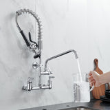Commercial Kitchen Faucet Deck Mount with Pre-Rinse Sprayer 21" Height Kitchen Sink Faucet 8 Inch W1932P171734