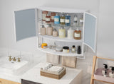 23.62" Modern Arched Glass Double-Door Wardrobe with Shatterproof Non-Glass Mirror - Double-Layer W757P314595