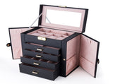 Synthetic Leather Huge Jewelry Box Mirrored Watch Organizer Necklace Ring Earring Storage Lockable 27866558
