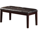 ZNTS Espresso Finish 1pc Dining Bench Faux Leather Upholstered Button-Tufted Top Seat Transitional Dining B01165810