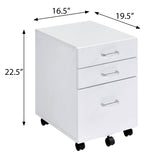 ZNTS White and Chrome 3-Drawer Rectangular File Cabinet B062P184520