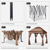 Outdoor 11x 11Ft Pop Up Gazebo Canopy With Removable Zipper Netting,2-Tier Soft Top Event W419104362