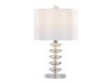 Diamond Stacked 23" Contemporary Crystal Table Lamp in Clear K9 Crystal with Off-White Silk-Like B202P224007