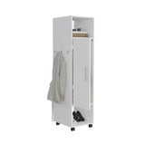 Cluster 63" Tall Wardrove One-Door Cabinet with Mirror, Three Shelves, Casters and Hanging Rod, B200P240238