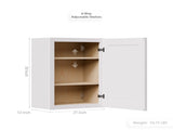 21" White Shaker Solid Wood Singel door Wall Cabinet, 2 adjustable shelves, softclose hinges, RTA W5662P465990