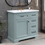 36" Bathroom Vanity with Sink, Ceramic Sink, 2 Tip-out Drawers, Soft Close Door Hinges, Grey N759P223021E