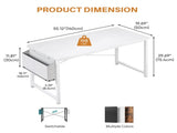 55" Home Office Desk, Computer Desk with Storage Bag & Hook, Waterproof Top & Metal Frame, Modern 03276990
