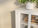 Buffet storage cabinet with double glass doors and unique bell handle 08103750