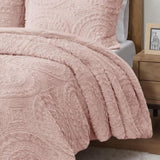 Twin Embroidered Medallion Faux Fur Ultra Plush Comforter Mini Set B03597036