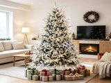 6ft Flocked Christmas Tree Hinged Design 2015 Tips 260 Warm White LEDs 39412533