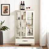 Glass Cabinet Lighted Glass Cabinet Curio Display Cabinet with Adjustable Glass Shelves 2 Doors and W2275P178889
