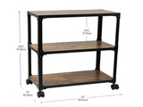Multipurpose Rolling Cart with 3 Tiers, Mobile Office Storage Organizer, Metal, MDF, Brown 85217897